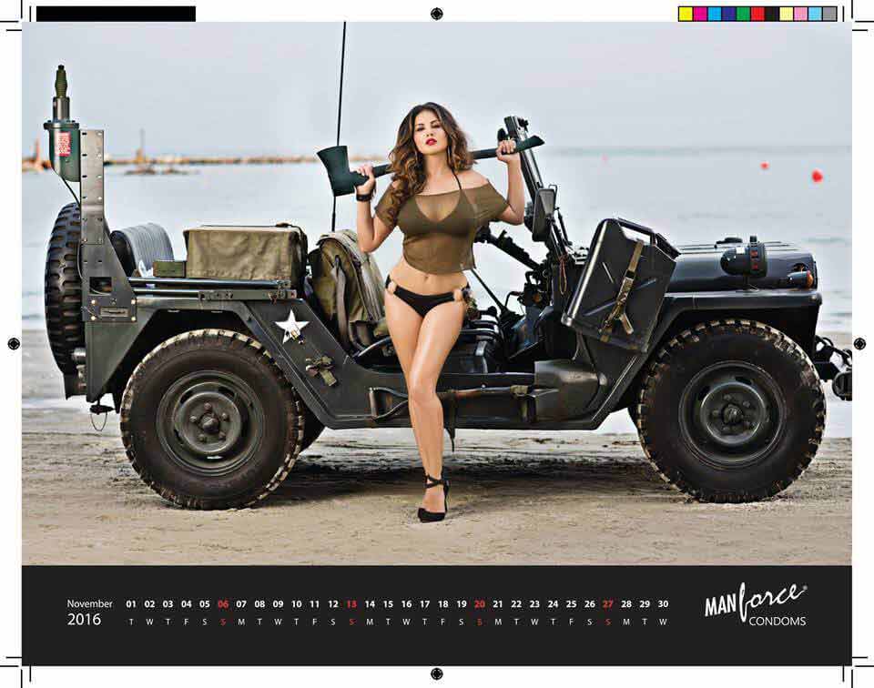 Sunny Leone Black Bikini Pictures In Rouge Look With jeep