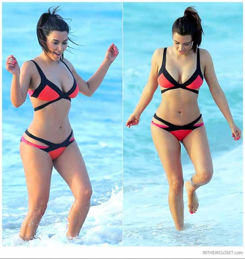 kim kardashian displaying her figure in bikini